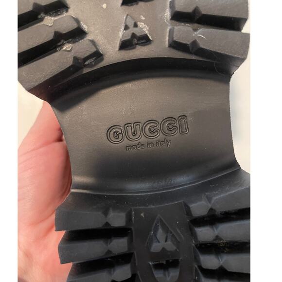 Gucci Perforated G Platform Mules in Black Rubber - Picture 12 of 13